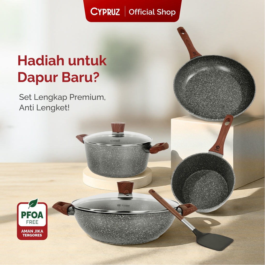 Cypruz MARBLE Cookware Set: COMPLETE 7pcs 6X1
