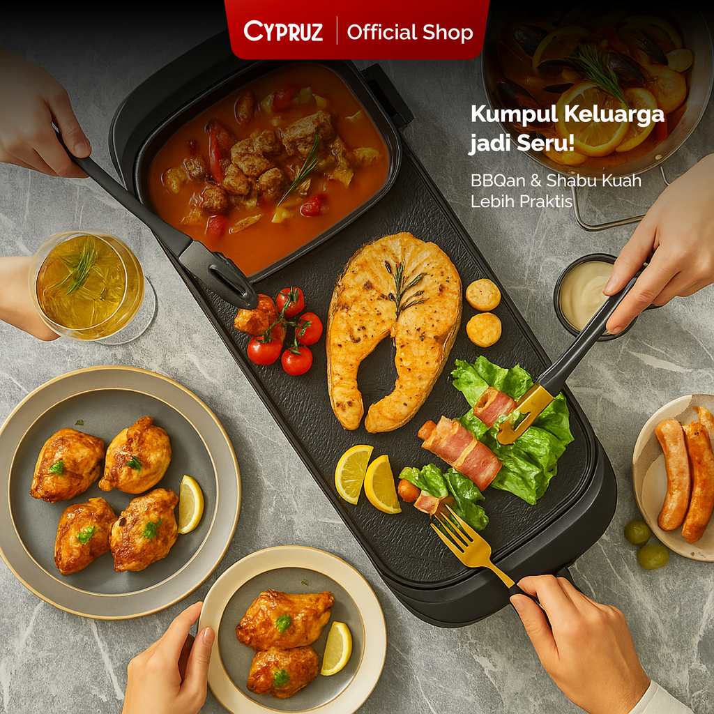 Cypruz Grill+Steamboat 2in1 Panjang 50cm 8X1