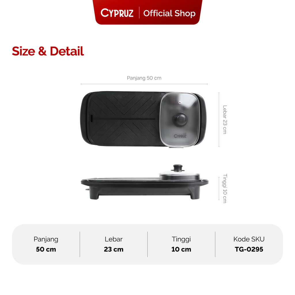 Cypruz Grill+Steamboat 2in1 Panjang 50cm 8X1