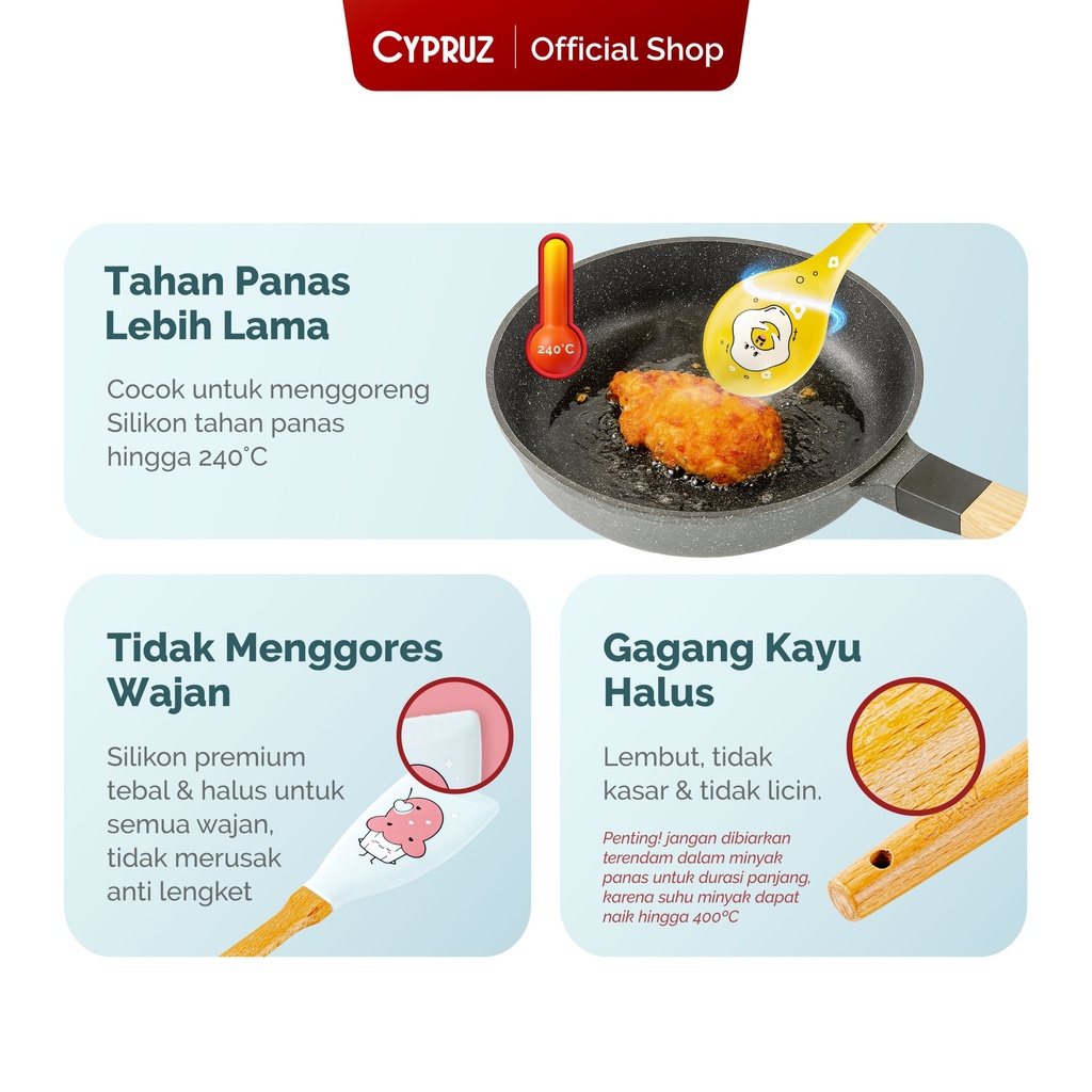 Cypruz Silicone Utensil Set JOYFUL: 3pcs