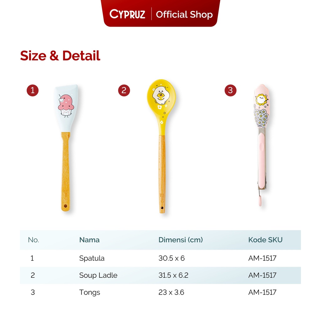 Cypruz Silicone Utensil Set JOYFUL: 3pcs