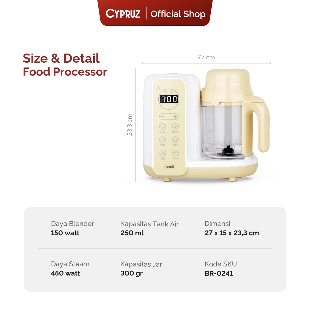 Cypruz Baby Food Processor 4X1