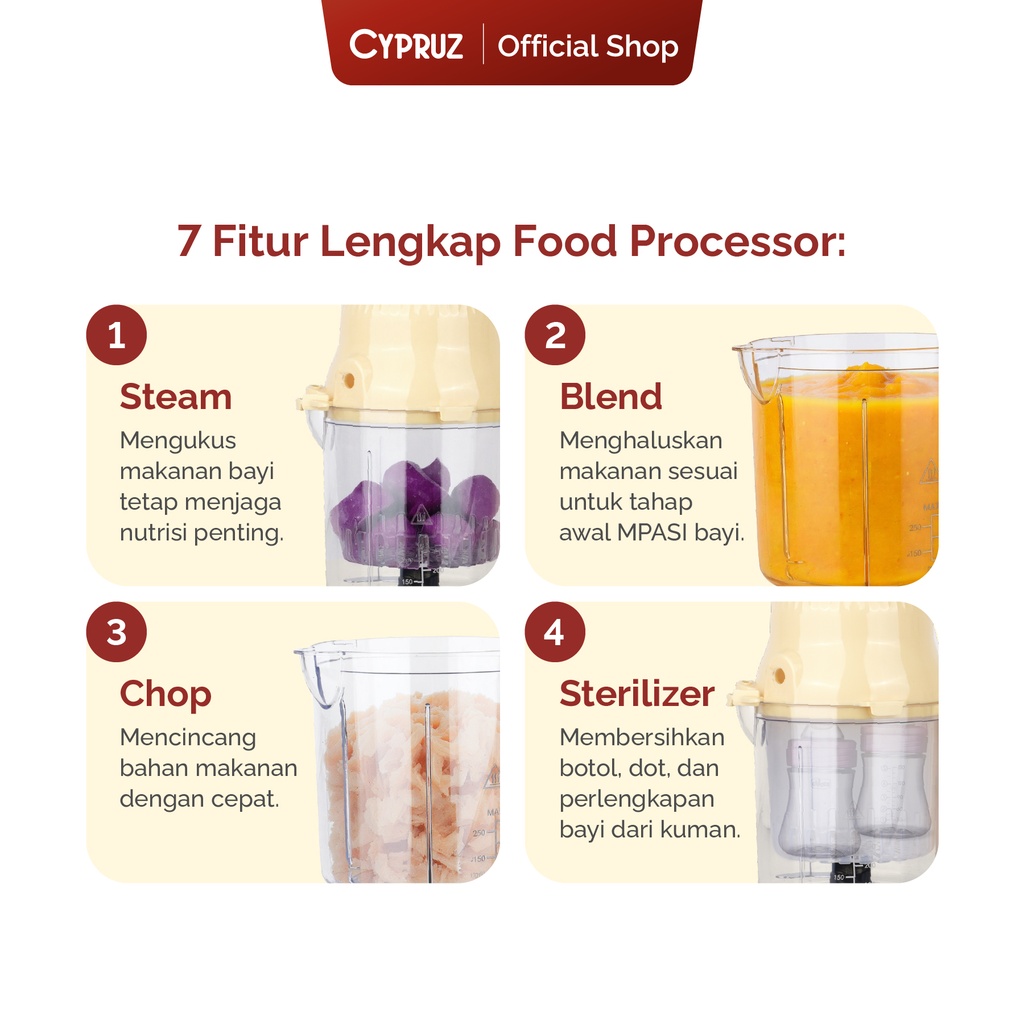 Cypruz Baby Food Processor 4X1