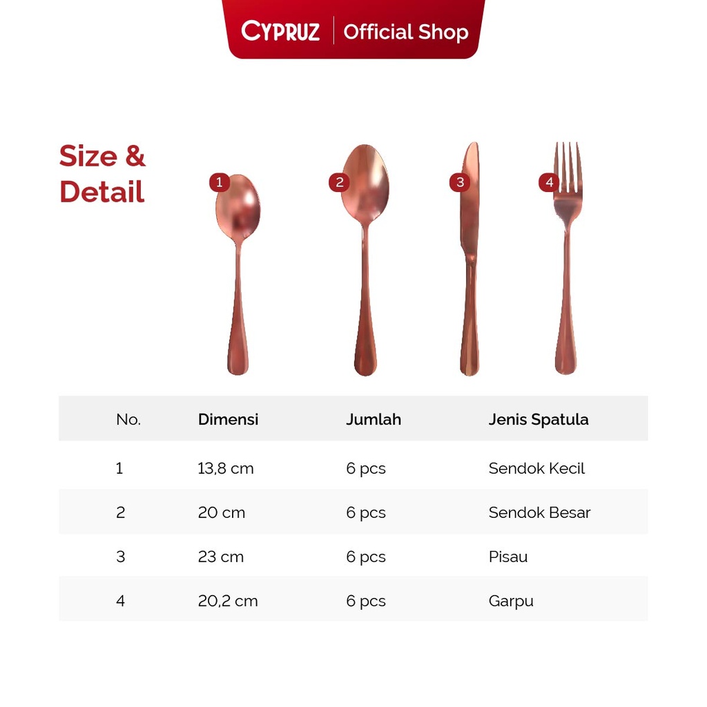 Cypruz Luxury Cutlery Set:24pcs 12X1