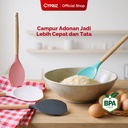 Cypruz Utensil Gagang Kayu Kepala Silicone Round Spatula
