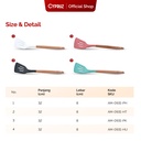 Cypruz Utensil Gagang Kayu Kepala Silicone Slotted Turner