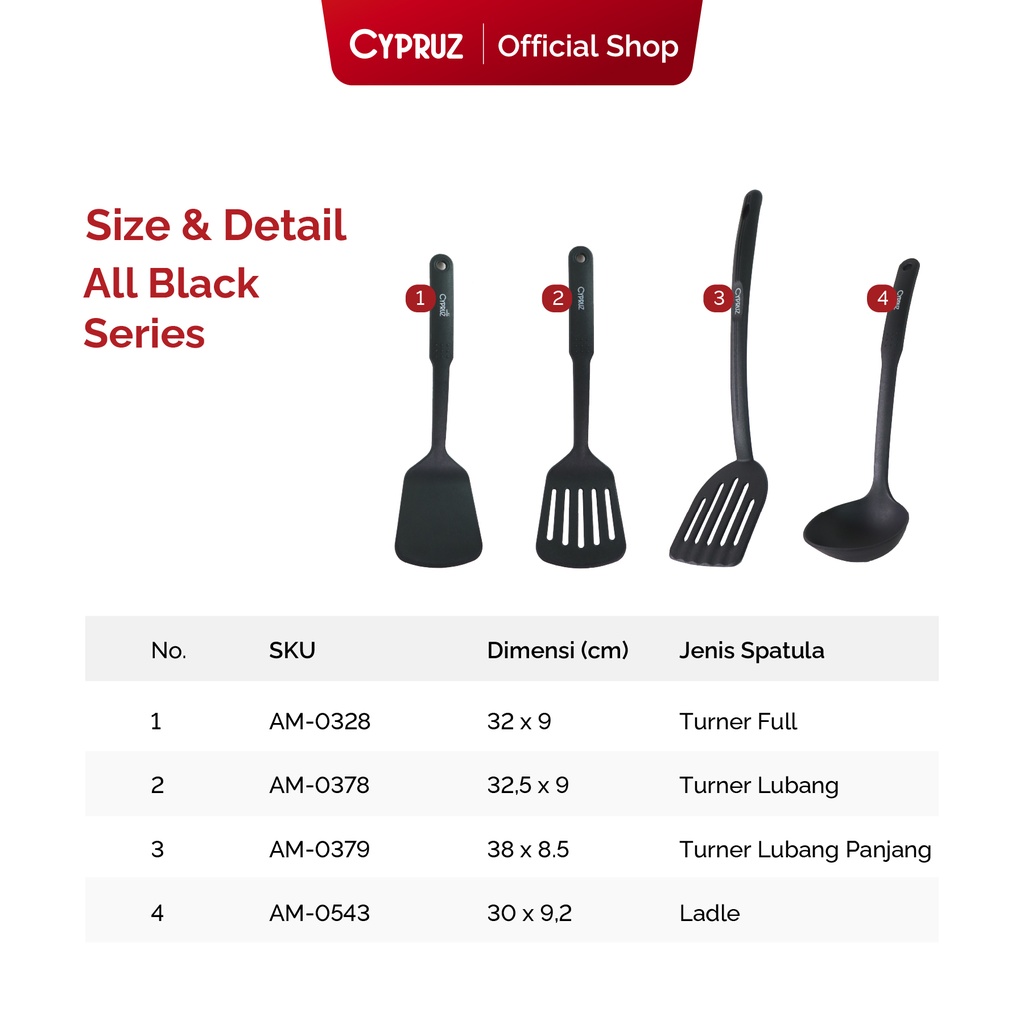 Cypruz Utensil All Black Series: Ladle 32cm 24/144X1