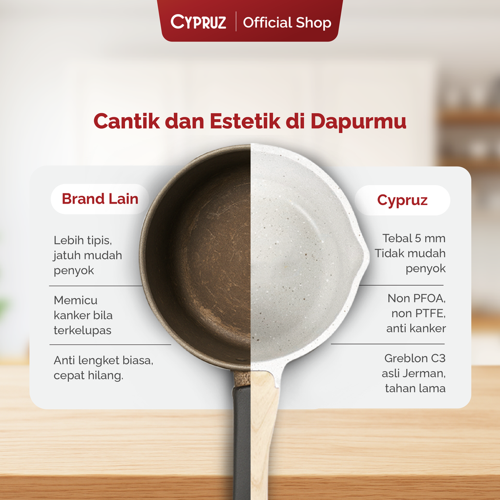 Cypruz White Granite Die Cast Sauce Pan 16cm 6X1