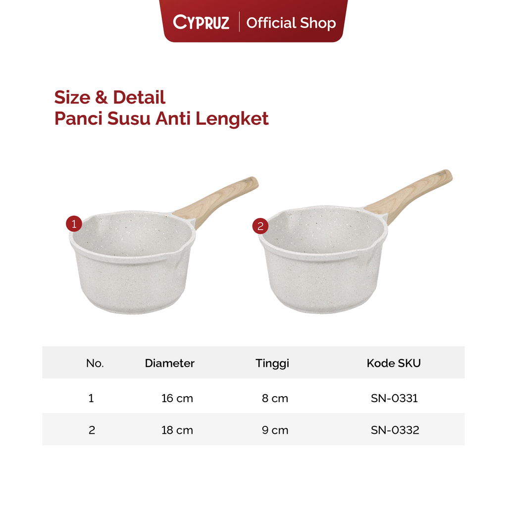 Cypruz White Granite Die Cast Sauce Pan 16cm 6X1