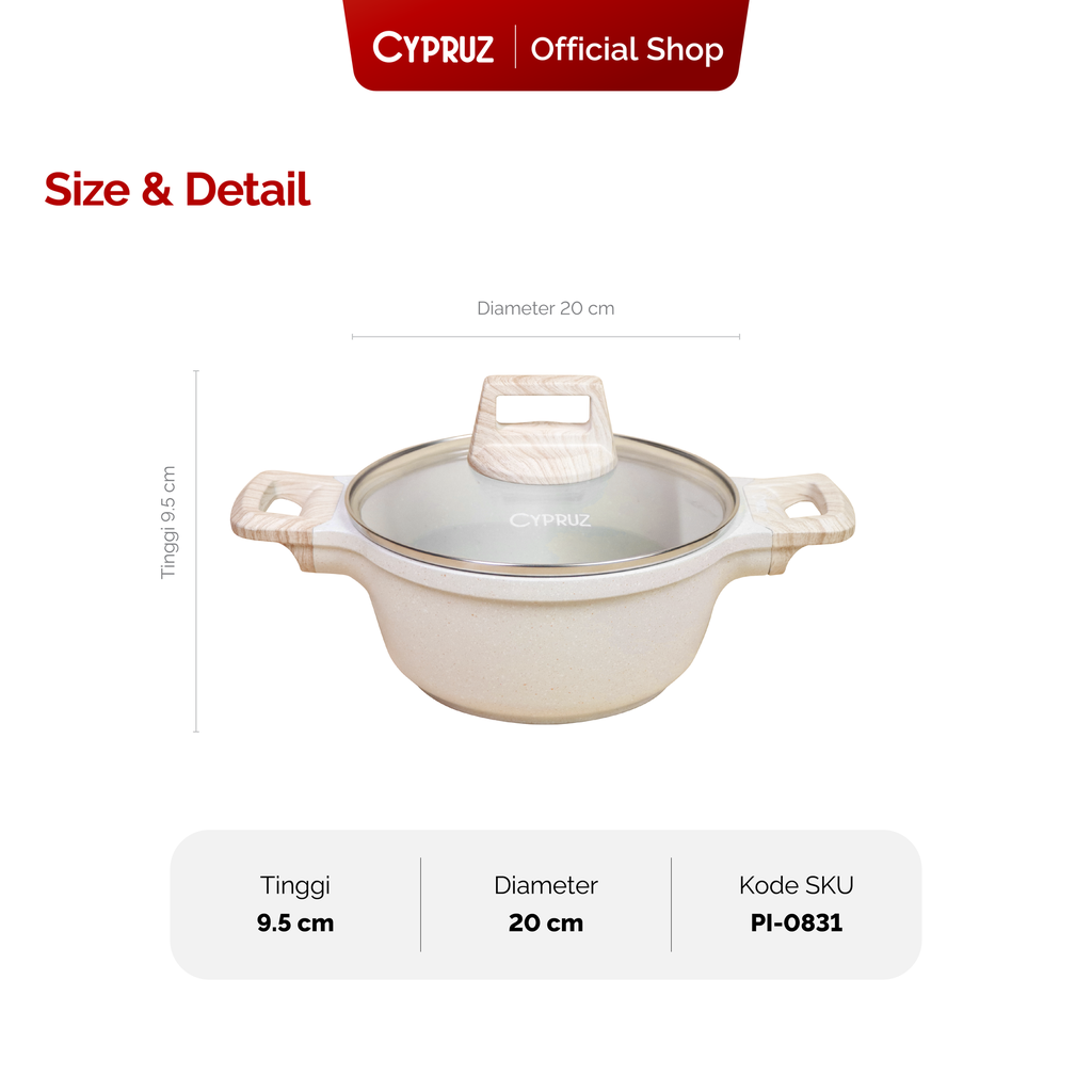 Cypruz WHITE Granite Die Cast Panci 20cm 6X1