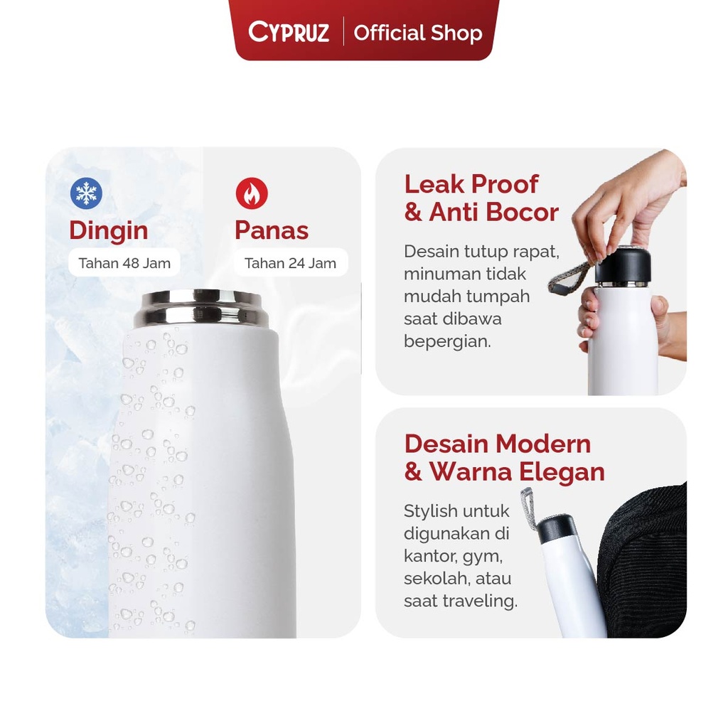Cypruz Botol Minum Tumbler Stainless Summer Series Tahan Panas dan Dingin 48 Jam 500 ML