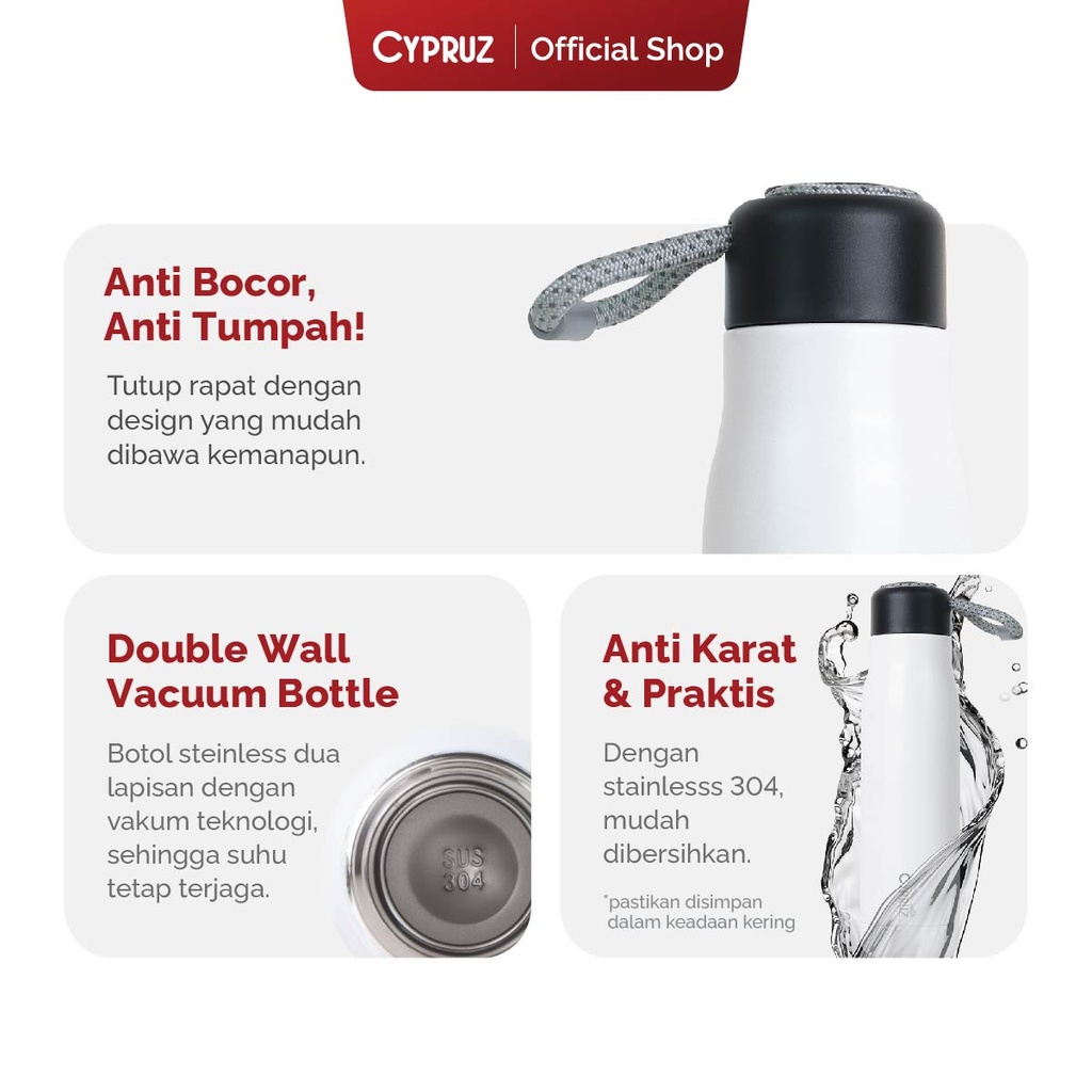 Cypruz Botol Minum Tumbler Stainless Summer Series Tahan Panas dan Dingin 48 Jam 500 ML