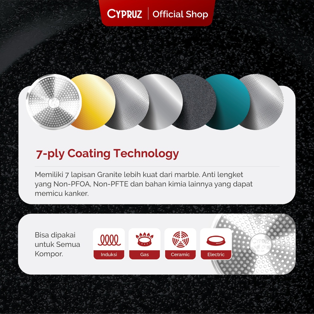 White Granite Series Gagang Coklat Kayu Fry Wok