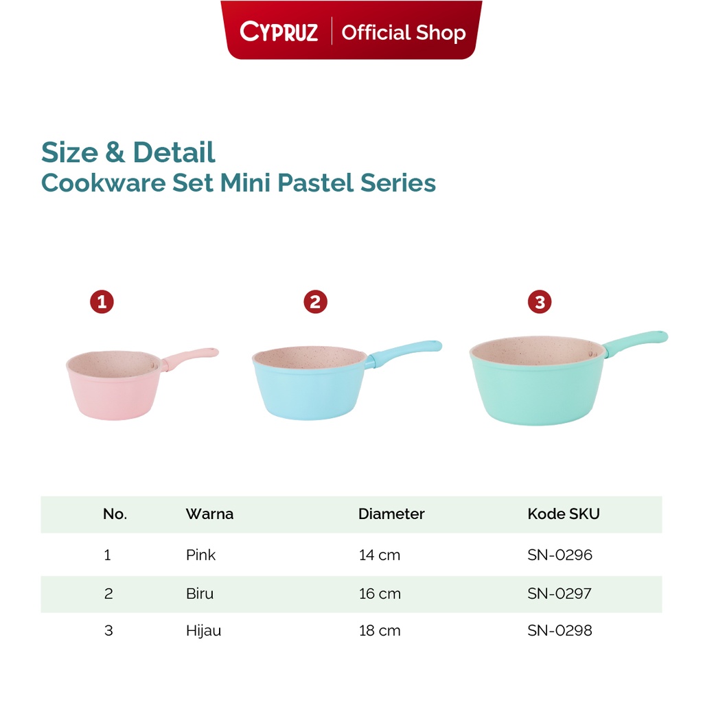Cypruz Mini Pastel Series Forged Color Handle Sauce Pan