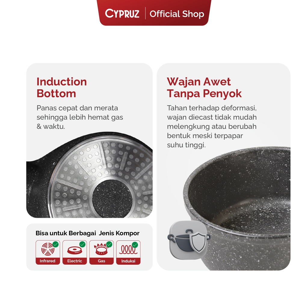 Cypruz BLACK Die Cast Granite Sauce Pan