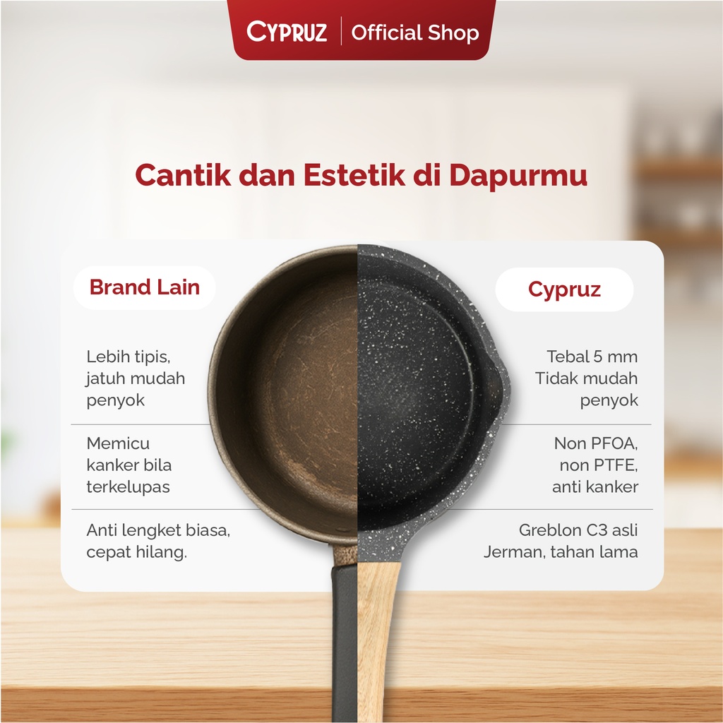 Cypruz BLACK Die Cast Granite Sauce Pan