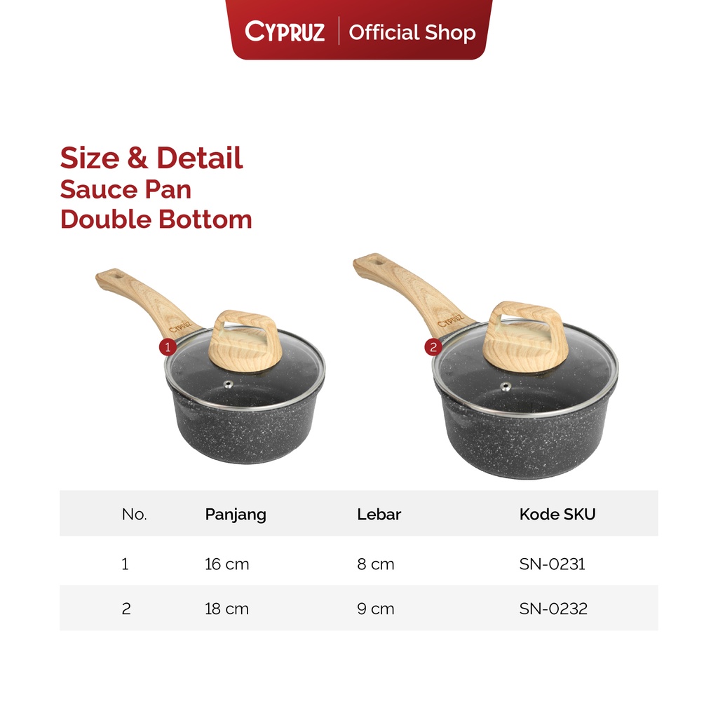 Cypruz BLACK Die Cast Granite Sauce Pan