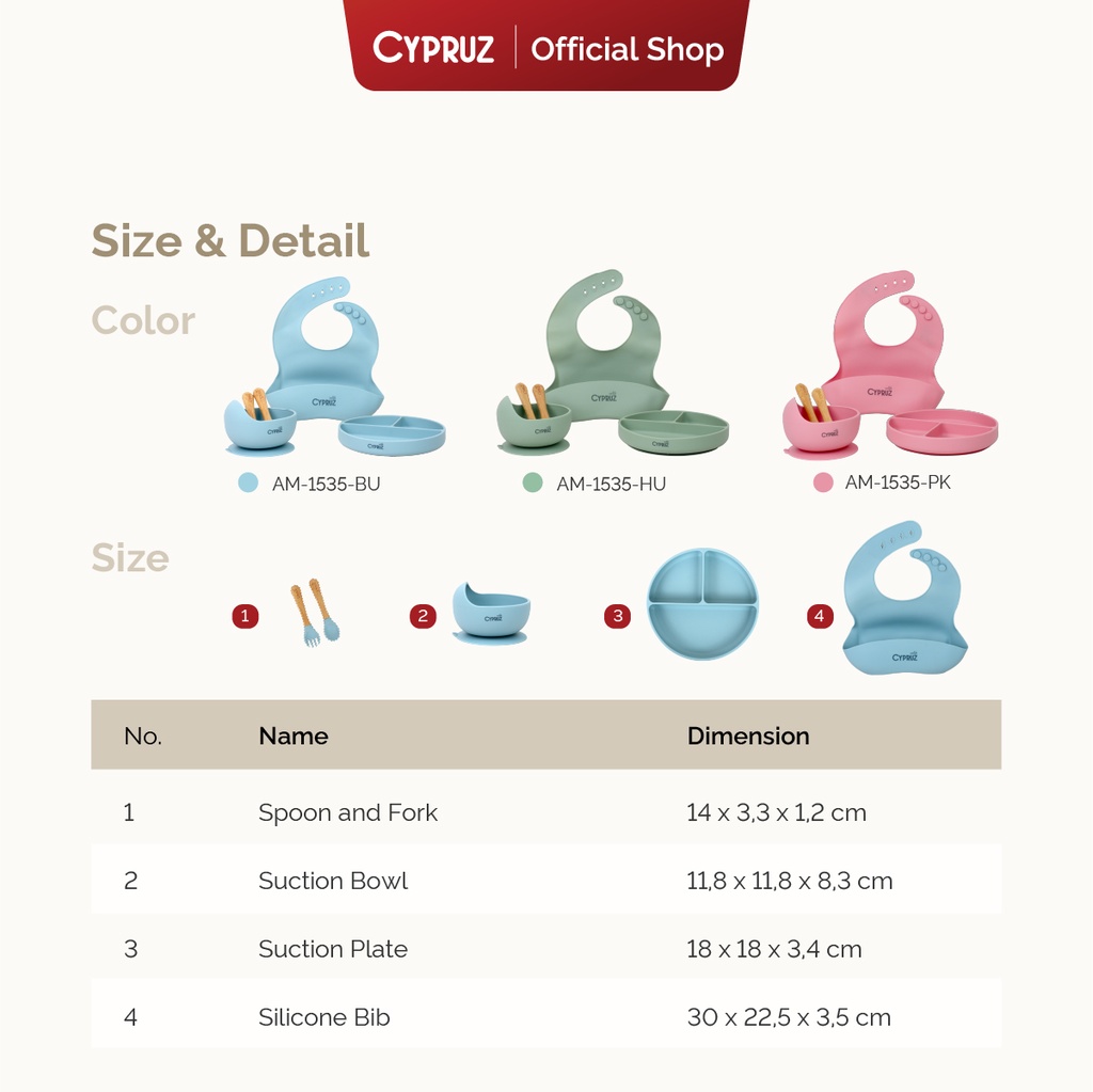 Cypruz Infant Baby Feeding Set:5pcs (PINK) 25X1