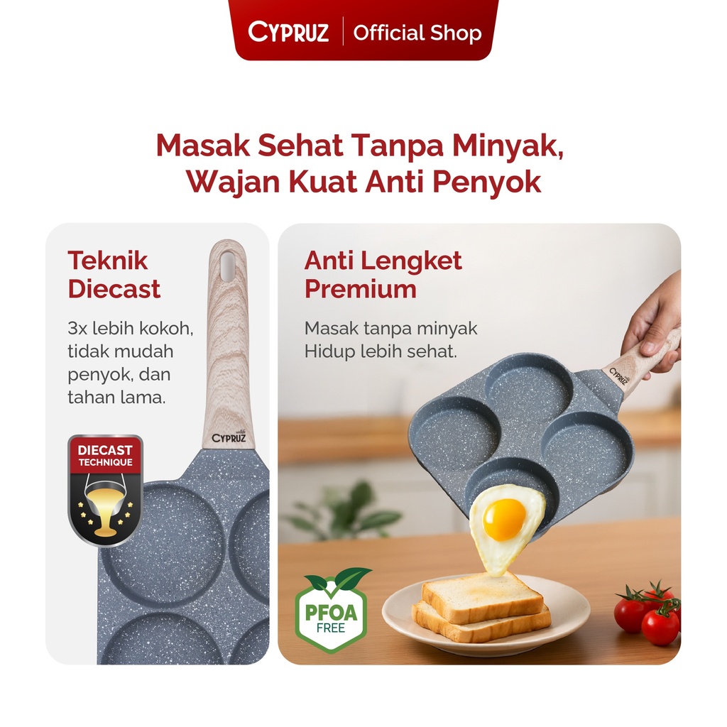 Cypruz Grey Diecast Egg Frypan