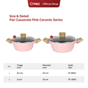 Cypruz Pink Ceramic Series Gagang Putih Kayu Casserole + Lid