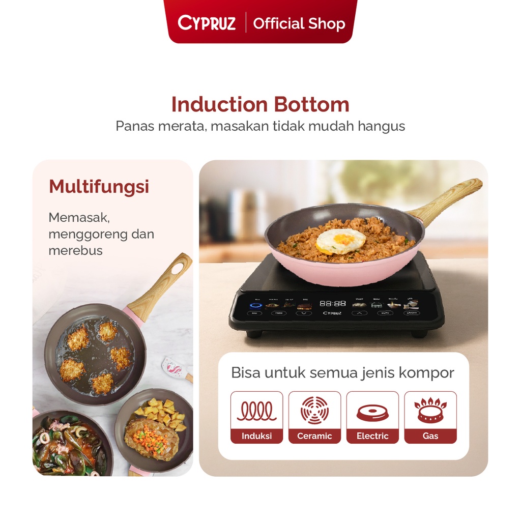 Cypruz Pink Ceramic Series Gagang Putih Kayu Fry PAN