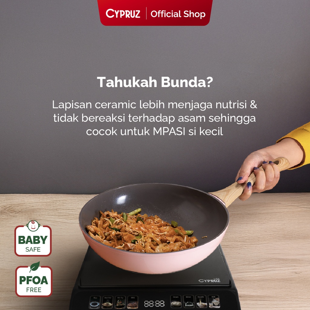 Cypruz Pink Ceramic Series Gagang Putih Kayu Fry PAN