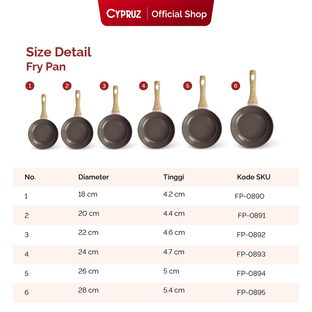 Cypruz Pink Ceramic Series Gagang Putih Kayu Fry PAN