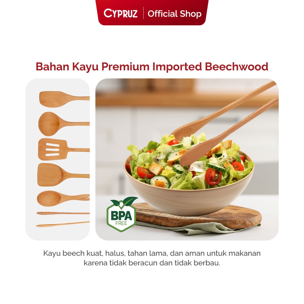 Cypruz Beech Wood Food Tongs 18,5CM 72X1