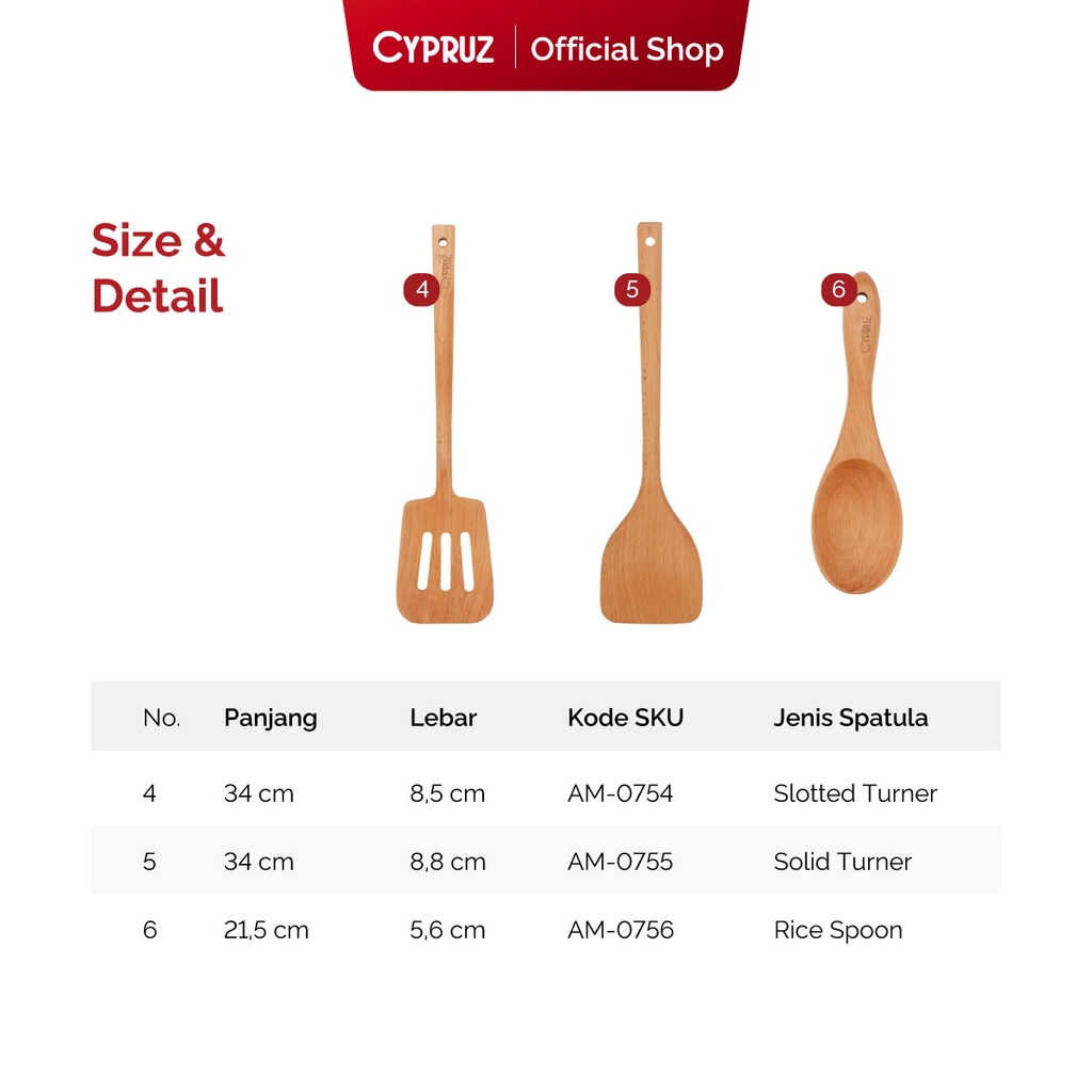 Cypruz Beech Wood Food Tongs 18,5CM 72X1