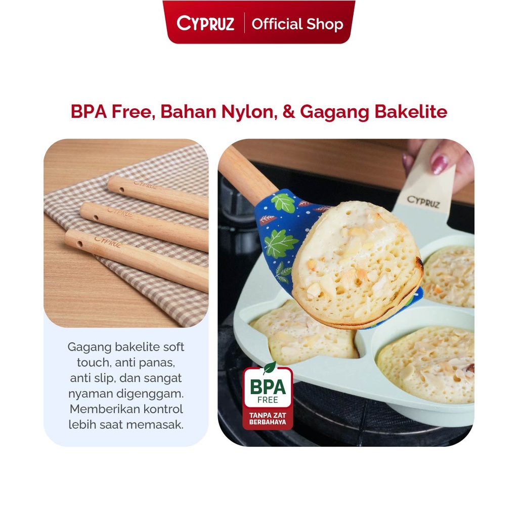 Cypruz Silicone Utensil Set Bergambar: Spatula 3pcs SPRING