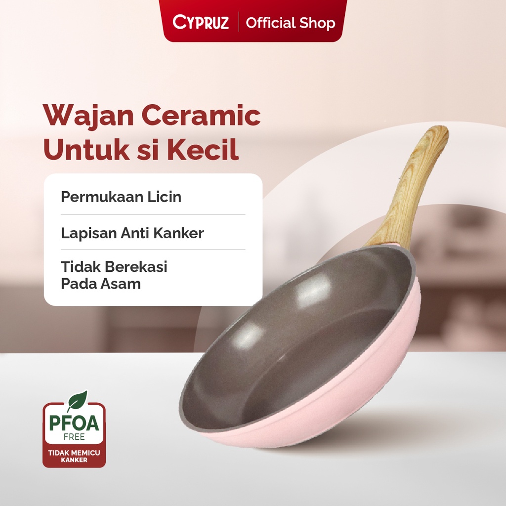 Cypruz Pink Ceramic Series Gagang Putih Kayu Fry PAN
