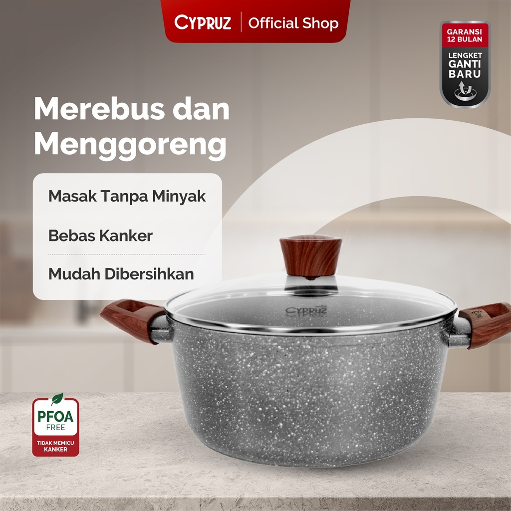 Cypruz Grey Marble Series Casserole + Lid