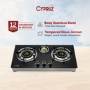 Cypruz Kompor Gas Kaca Tornado Tombol Atas