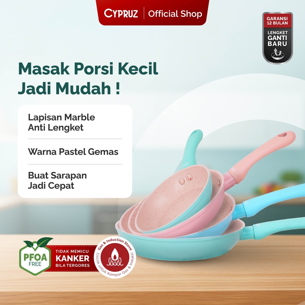 Cypruz Mini Pastel Series Forged Color Handle Fry Pan