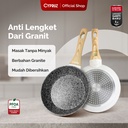 White Granite Series Gagang Coklat Kayu Fry Pan
