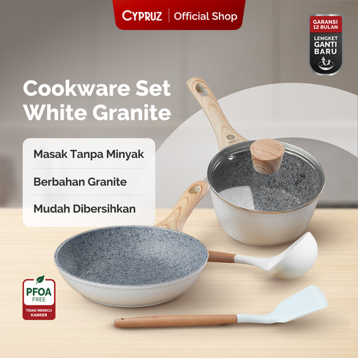 [PI-0911] Cypruz WHITE GRANITE Series: Panci BASIC SET 5pcs 6X1