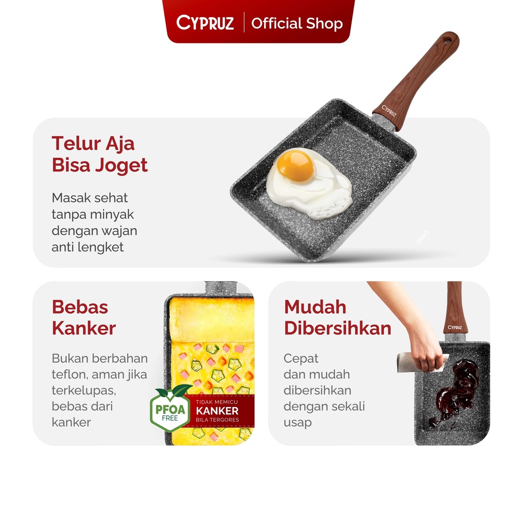 Cypruz Marble Series Gg.Coklat Kayu: OMELETTE Pan 13x18cm 10X1