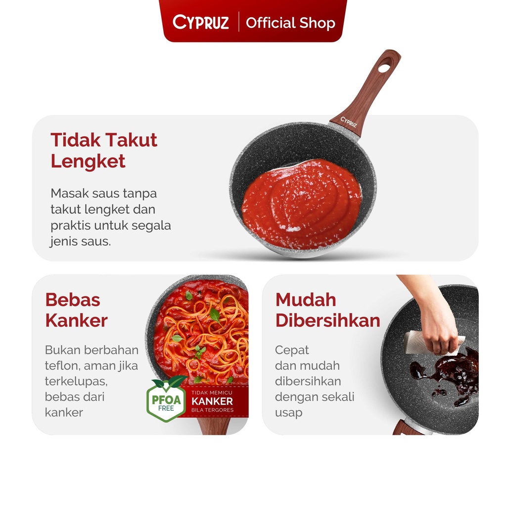 Cypruz Grey Marble Series Sauce Pan