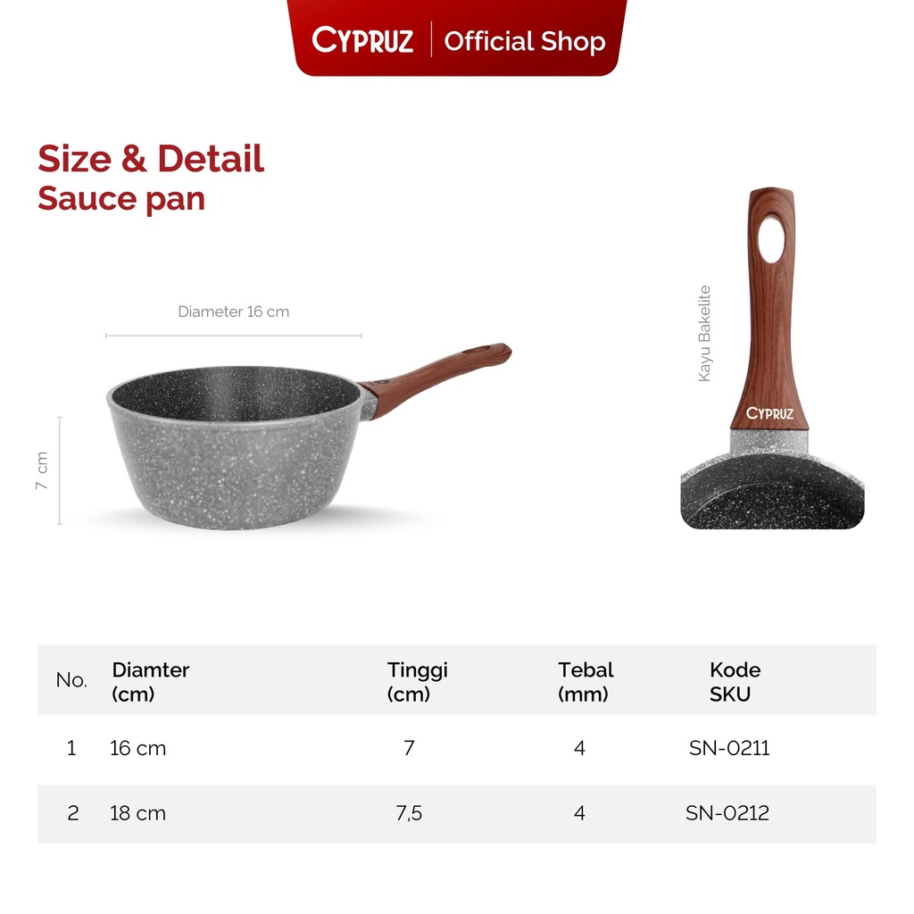 Cypruz Grey Marble Series Sauce Pan