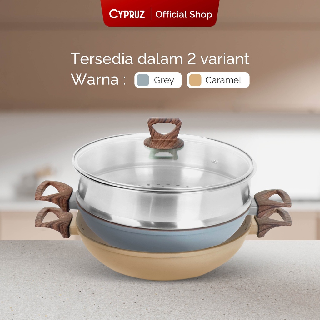 Cypruz Hercules Series Wok Pan + Steamer