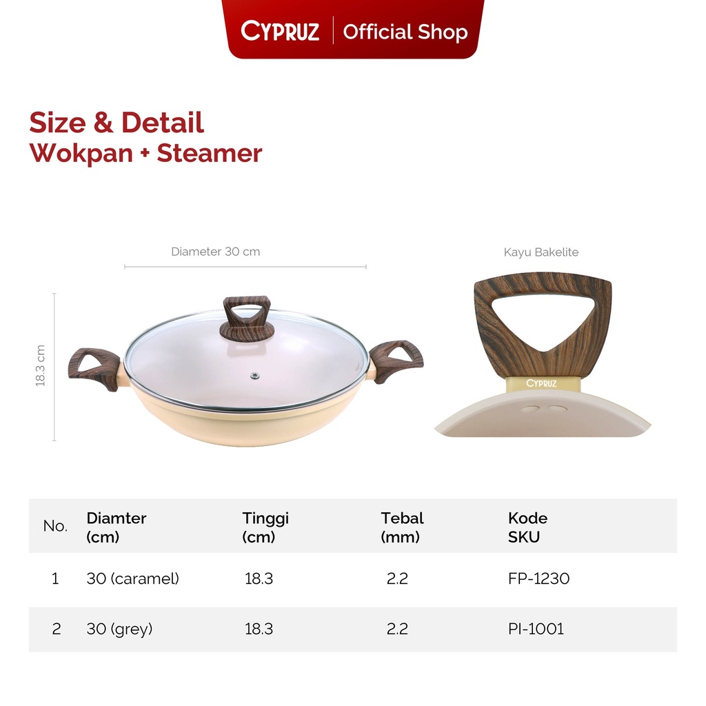 Cypruz Hercules Series Wok Pan + Steamer