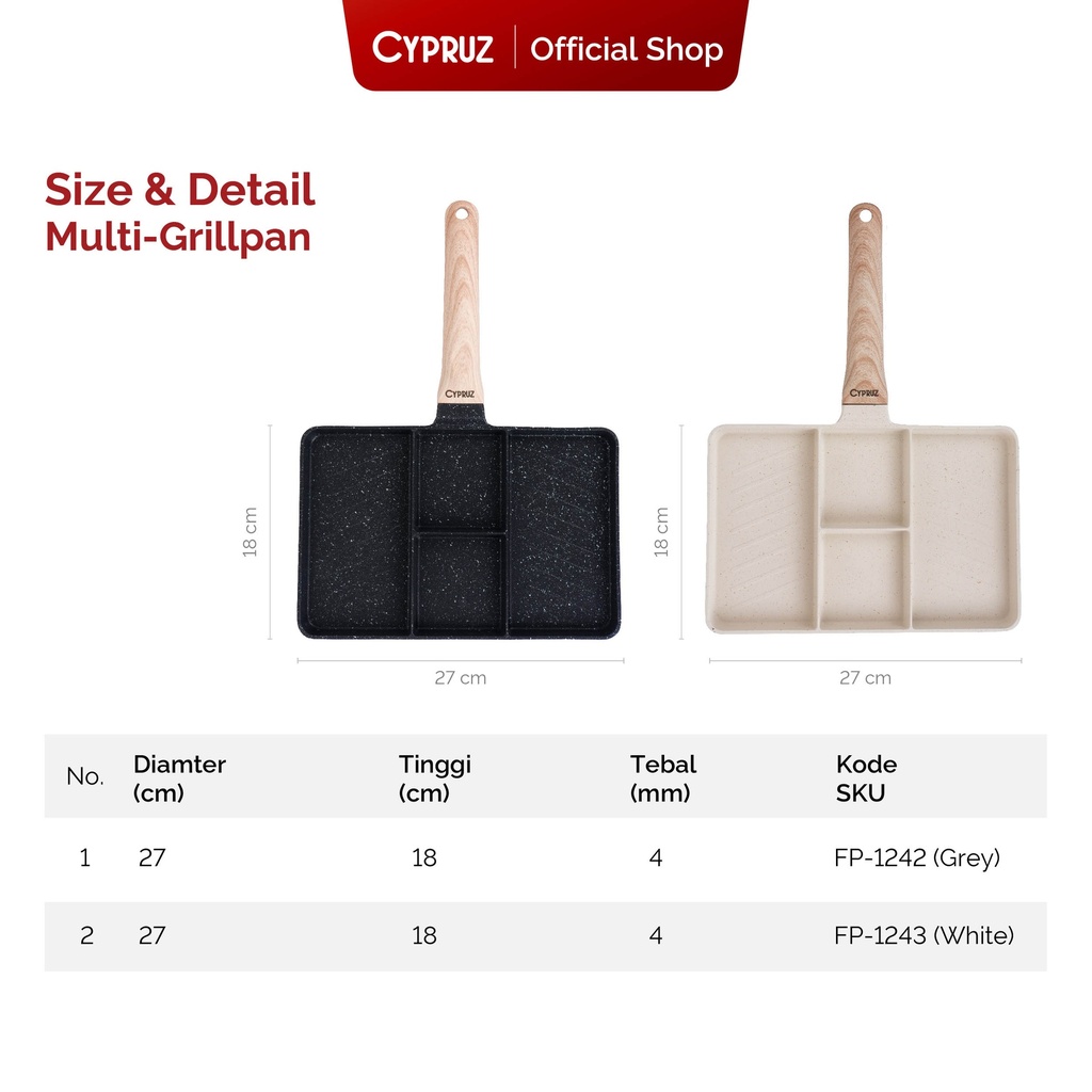 Cypruz Egg Pan Square 4 Divided 12x1