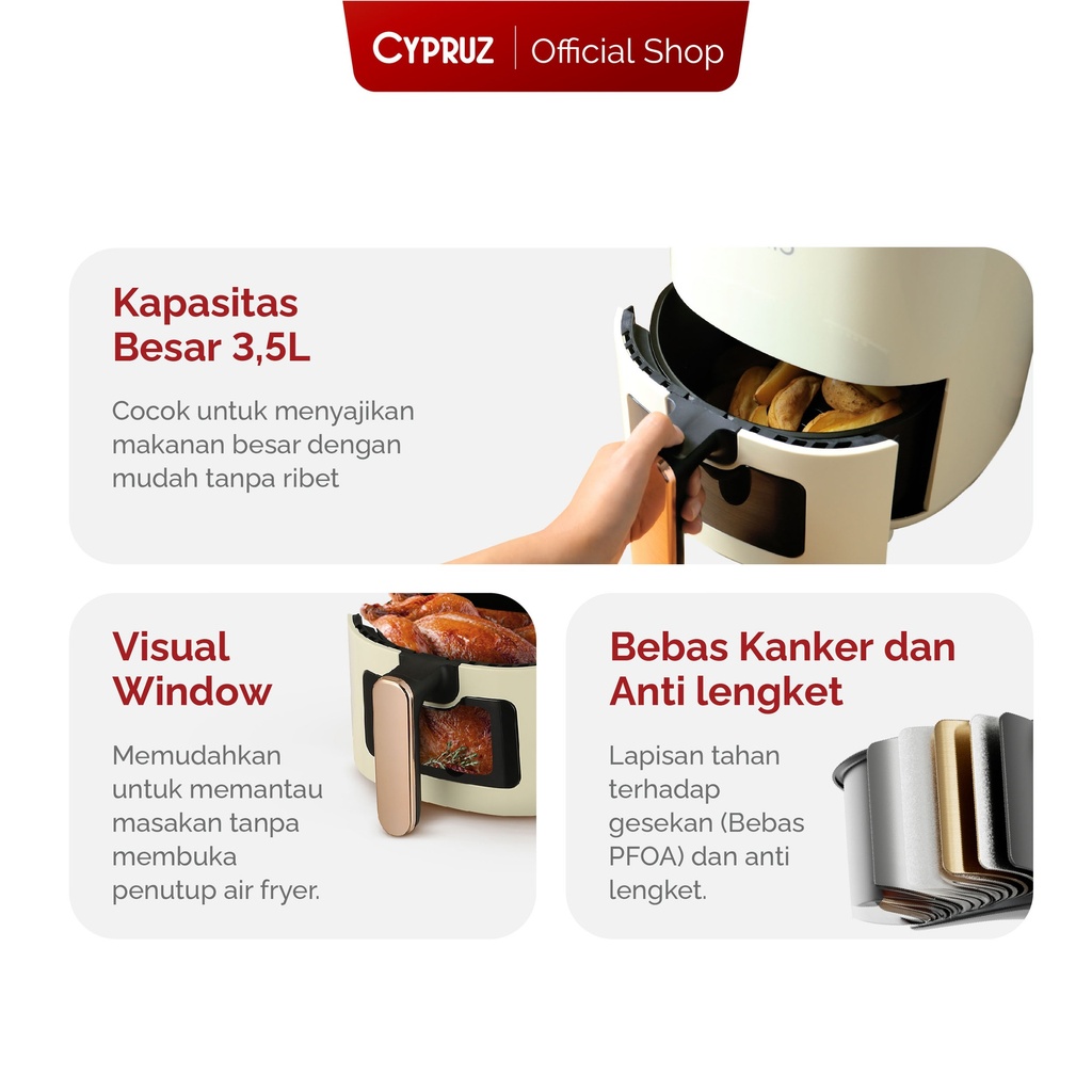 Cypruz Digital Air Fryer 3,5L 2X1