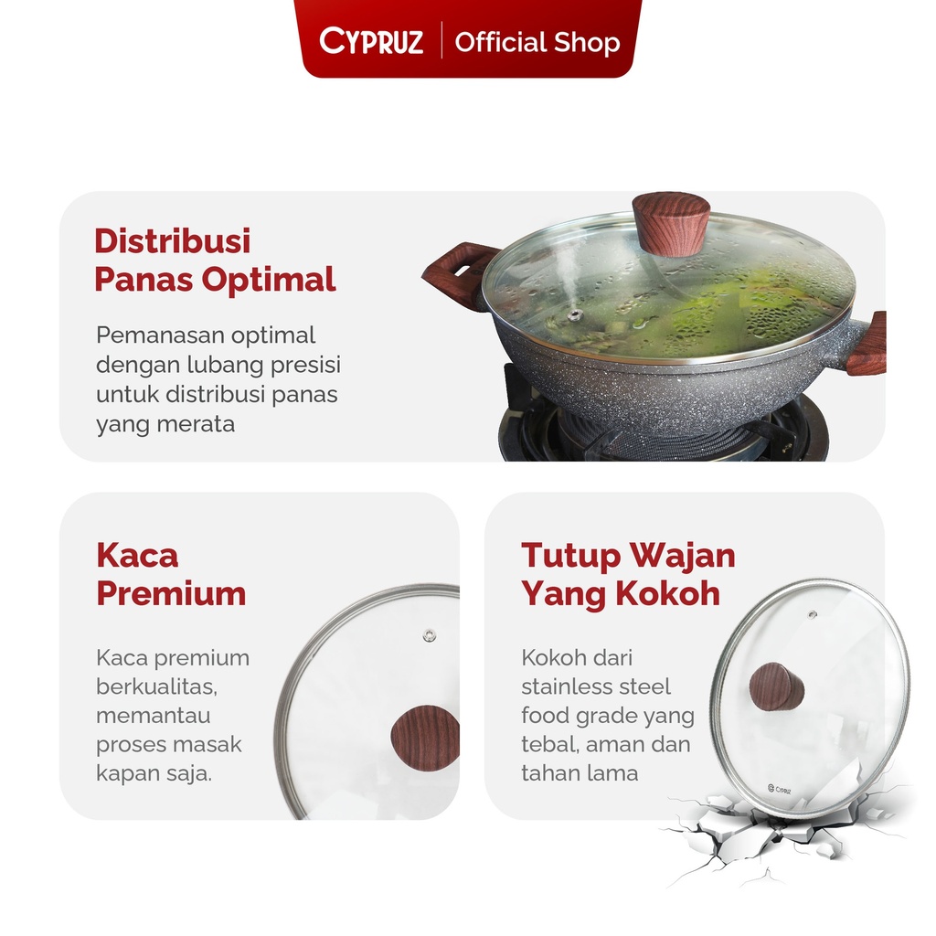 Cypruz Tutup Kaca Knob Kayu