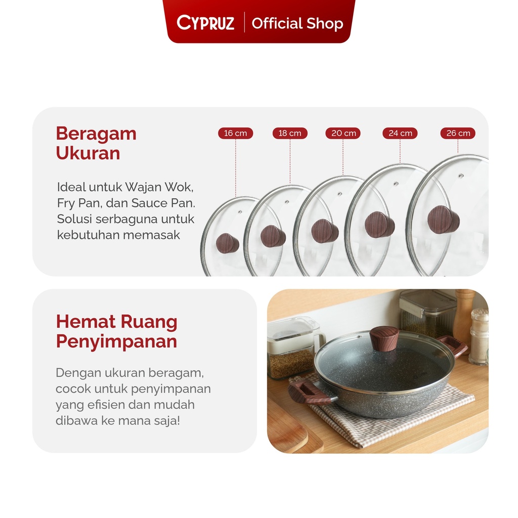 Cypruz Tutup Kaca Knob Kayu