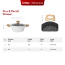 White Granite Series Gagang Coklat Kayu Casserole + Lid