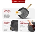 White Granite Series Gagang Coklat Kayu Grill Pan
