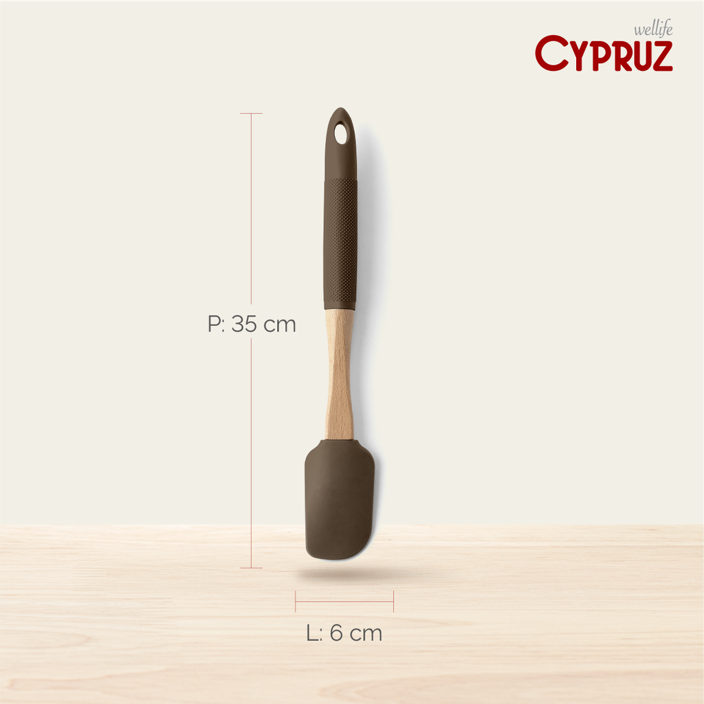 Cypruz Wood Utensil Series Gg.Silicone: Spatula (COKLAT) 96X1