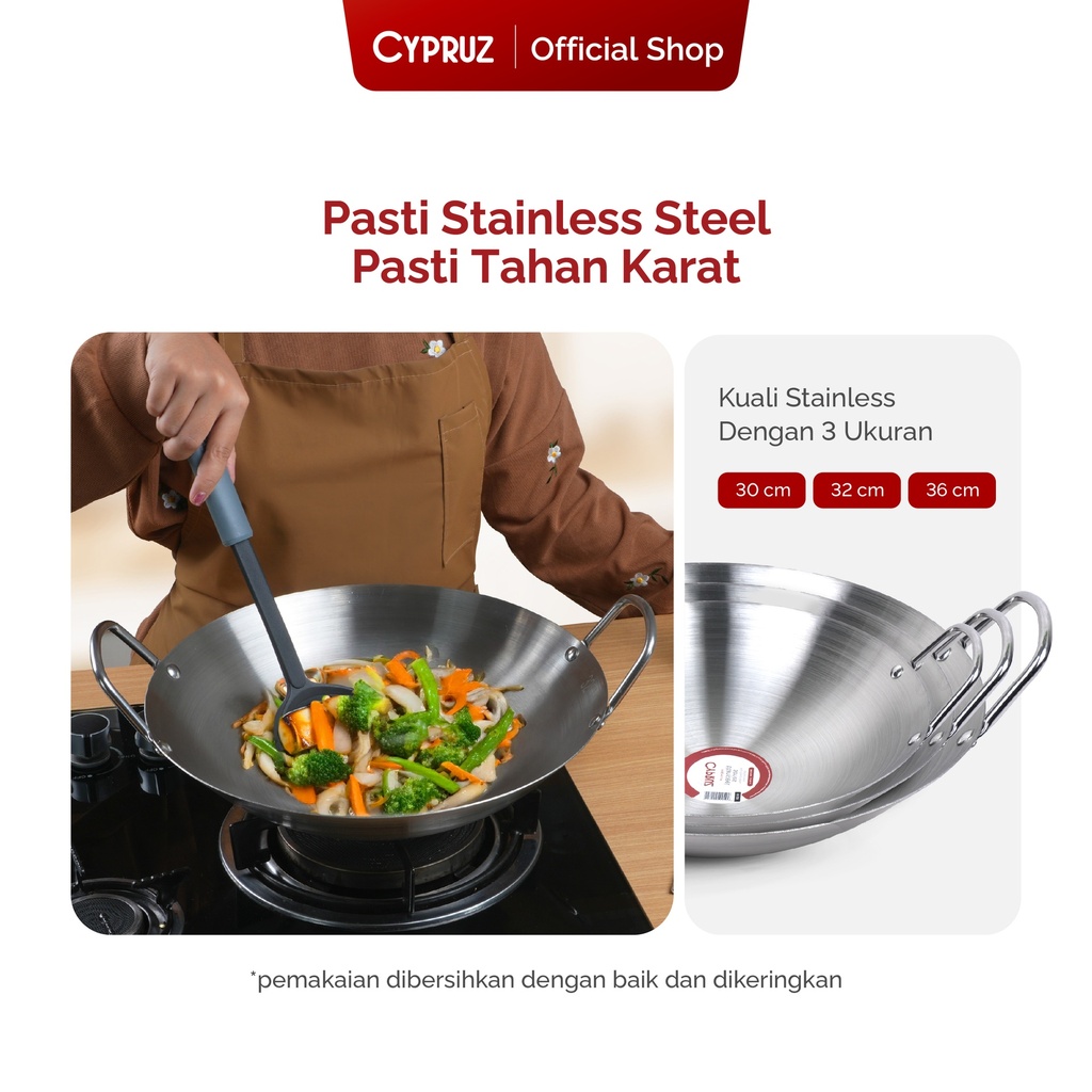 Cypruz Stainless Wok Pan 36cm 40X1