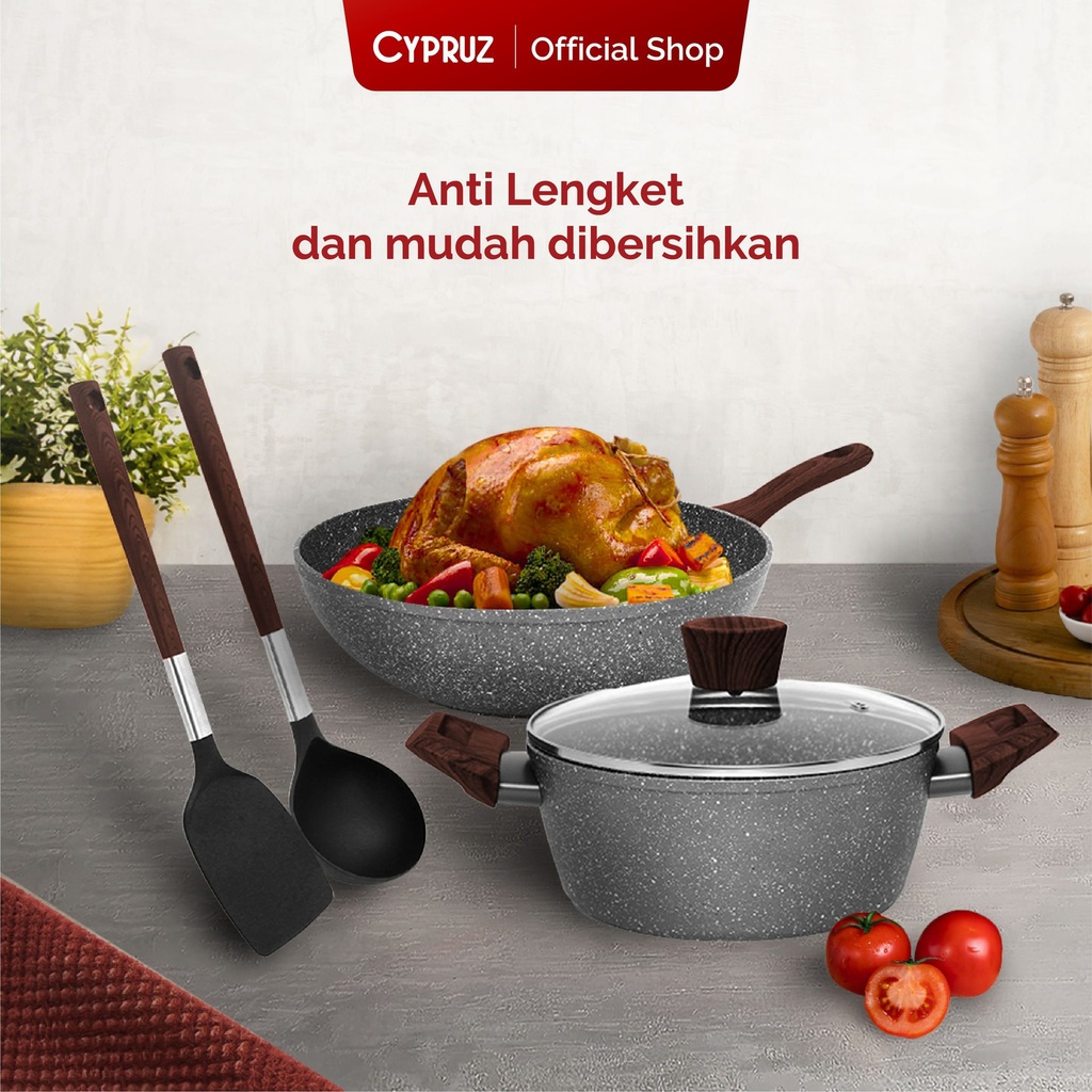 Cypruz MARBLE Cookware Set: BASIC 5pcs 6X1